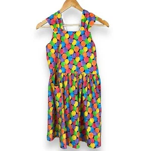 Handmade Dress Girl's Balloon Print Birthday Tie Belt Sleeveless Colorful Child - Picture 1 of 12