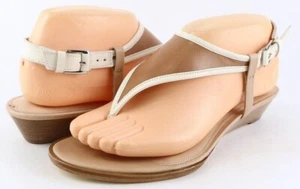 $175 VIA SPIGA HALO 2 Cinnamon Multi Designer T Strap Thong Wedge Sandals 5.5 - Picture 1 of 4