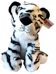 White Bengal Siberian Tiger 16 Inch Plush Stuffed Animal Cub Baby Blue Eyes NWT - Picture 1 of 10
