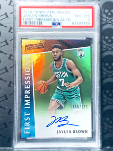 2016-17 AFICIONADO JAYLEN BROWN FIRST IMPRESSIONS AUTO /199 ROOKIE RC PSA 8 