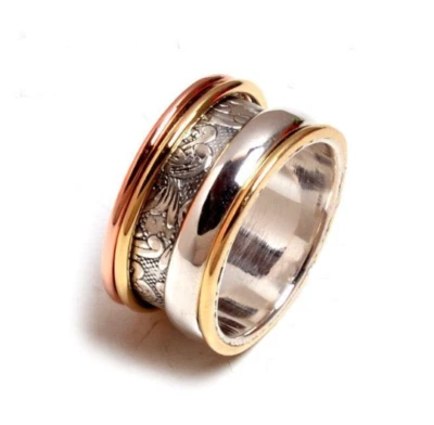 Sólido Regalo de Plata de Ley 925 para Ella Anillo Giratorio Joyería Todas las Tallas EB-136 Foto 1 de 4