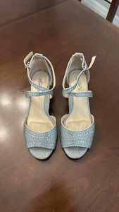 Alex Marie Seyland Rhinestone Cross Strap Block Heel Sandals - Picture 1 of 7