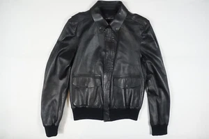 Ralph Lauren Black Label Jacket Bomber Military Pilot A-2 Flight Leather Italy M - Picture 1 of 5