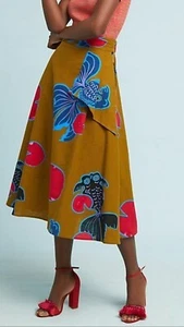 Falda Completa Anthropologie Eva Franco Línea A Midi Talla 4 Estampado Betta Colorida - Imagen 1 de 11