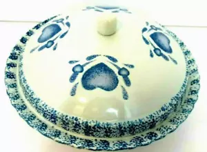 ABC Distributors Ceramic Pie Plate And Lid Dish Country Blue Hearts IN STOCK - Picture 1 of 8