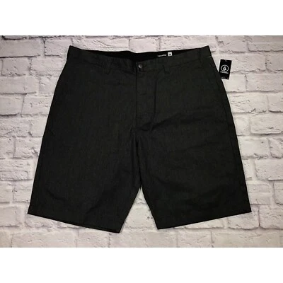 Volcom Mens Size 38 Charcoal Grey Stretch Chino Flat Front Shorts - Image 1 of 4