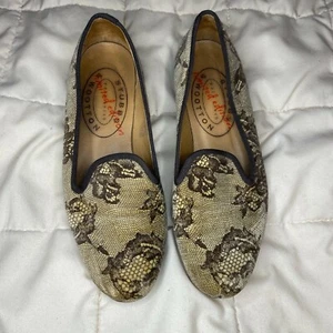 Stubbs & Wootton Womens Yellow Brown Genuine Leather Slip On Loafer Flat Size 7 - Picture 1 of 7