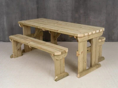 ARBOR GARDEN SOLUTIONS Picknicktisch und Bank Set Gartenmöbel - Eiben kompakt abgerundet