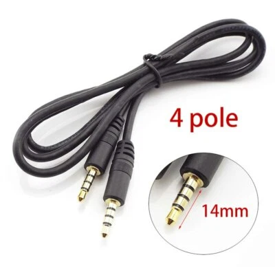 4 Pole 3.5mm Jack Male To Male Headphone Phone Car Stereo Audio Extension Cables - Image 1 of 4