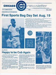 Chicago Cubs Newsletter Late Summer Edition 1981 MLB Baseball Jerry Morales - Picture 1 of 6