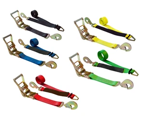 USA 2" x 10' Axle Strap Car Trailer Hauler Ratchet Tie Down Strap w/ Snap Hook - Picture 1 of 68