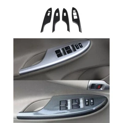 Elevador de interruptor de ventana de puerta ABS de fibra de carbono para Toyota Corolla 07-2013 cubierta embellecedor Foto 1 de 4