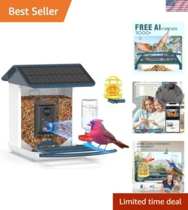 Solarbetriebenes Vogelfutterhaus mit Kamera & KI-Erkennung - 1080P HD, 64G Speicher - Bild 1 von 8