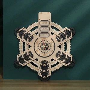Wooden Puzzle Calendar Model Building Kit 3D Brainteaser Mechanical Quartz Gifts - Picture 1 of 7