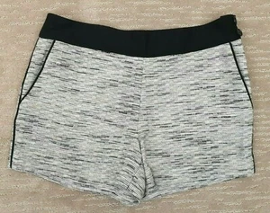 Ann Taylor LOFT Women's 4 Cream Black Tweed Stripe Textured Shorts Pockets Chic - Picture 1 of 9