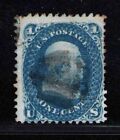 1868 US SC 86 1c Benjamin Franklin in Blue - E Grill 14x17 Pts - Used