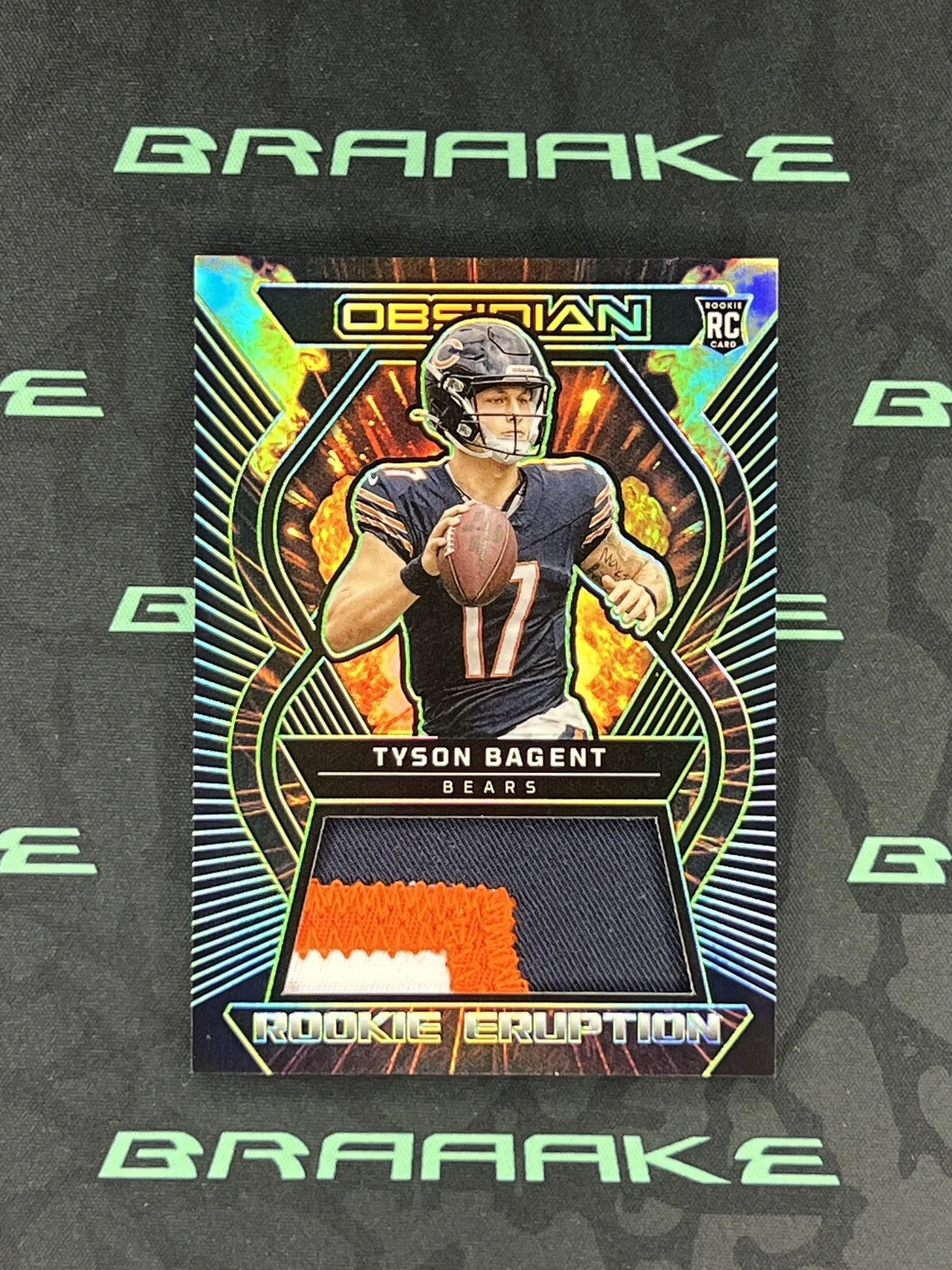 2023 Panini Obsidian Tyson Bagent RC Rookie Eruption Green Etch 11/25 Bears