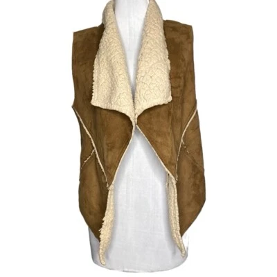 Chaleco Sherpa Sanctuary Imitación Gamuza Mujer Pequeño Marrón Boho Vaquera Occidental Informal Foto 1 de 4