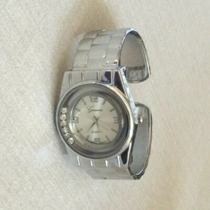 Geneva Silver Women's Bangle Watch Floating Crystal Bezel Around White Dial New! - Picture 1 of 3