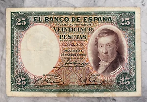 Billete de 25 Pesetas Veinticinco El Banco De España Veinticinco 1931 España Español - Imagen 1 de 2