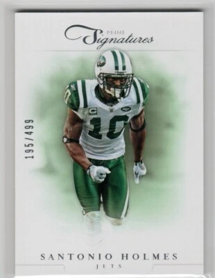 SANTONIO HOLMES 2012 PANINI PRIME SIGNATURES 195/499 NEW YORK JETS - Image 1 of 2