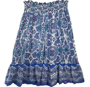 Lane Bryant 18/20 Womens Gypsy Peasant Sequined Maxi Skirt Blue Floral Boho - Picture 1 of 7