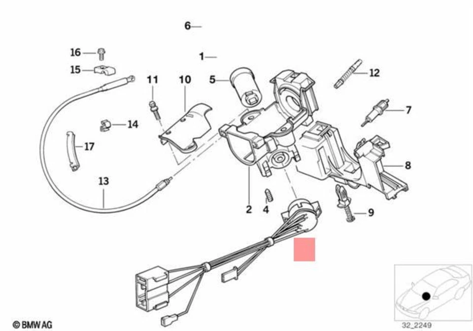Interruptor de bloqueo de encendido original BMW E31 E36 descapotable cupé sedán OEM 61321383365 Foto 1 de 1