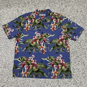 Camicia di seta TOMMY BAHAMA Spadacini On Geo Dot Tropical Floreale Camp taglia L $125 - Foto 1 di 7