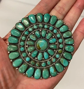 Enorme ciondolo spilla turchese argento sterling Jesse Williams JW Navajo 3" - Foto 1 di 11