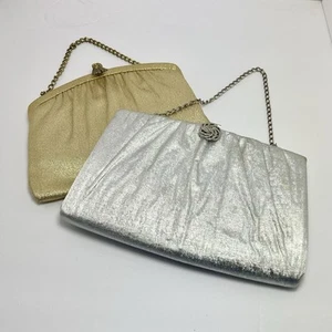 Vintage Evening Bag Gold And Silver Lame Handbag Purse Lot Of 2 - Bild 1 von 11