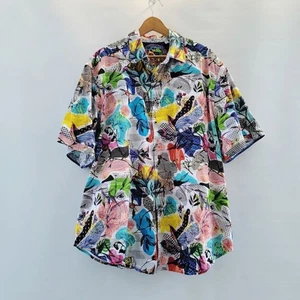 Robert Graham Colorful Tropical Print Shirt Mens 2XL Skull Hearts Short Sleeve - Picture 1 of 16