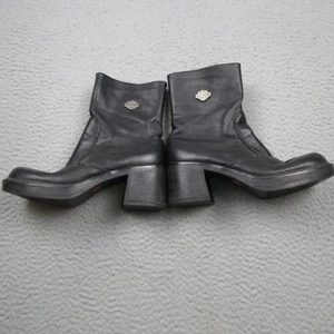 Harley davidson Leather Boots Womens 8 Black Biker Motorcycle Chunky - Picture 1 of 10