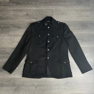 Ron Tomson Microsuede Lightweight Safari Military Jacket Black Men's 44 (XXL) - Picture 1 of 12