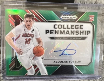 2023-24 Prizm Draft College Penmanship Signatures Green Azuolas Tubelis 76ers - Image 1 of 2