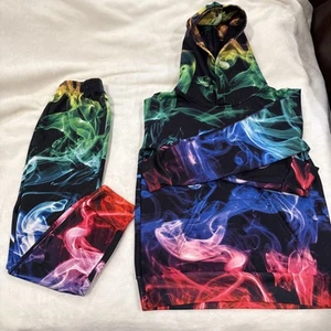 Smoke Sweatpants & Hoodie Boys SET Activewear Tie Die Neon Colored - Picture 1 of 14