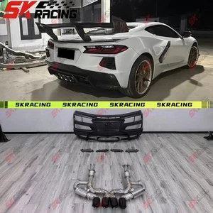 Fits Chevrolet Corvette C8 20+ Carbon Fiber Rear Diffuser Lip+ Exhaust Pip Kits  - Bild 1 von 22