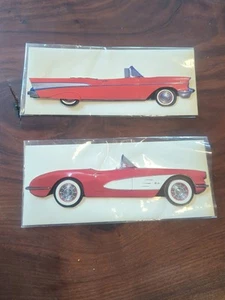 Chevy '60 Corvette '57 Bel Air Greeting Card Cut Out Paper Retro Cars Die Cut Vt - Picture 1 of 5