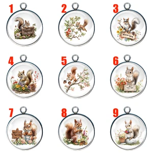 Spring Squirrels Glass Cabochon Charms - Picture 1 of 21