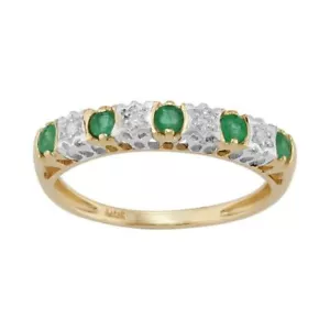 Classic Emerald & Diamond Eternity Ring in 9ct Yellow Gold - Picture 1 of 3