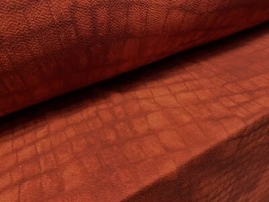 Waterfall Textured Scuba Stretch Jersey Fabric,Per Metre - Rust Crocodile Print - Picture 1 of 3