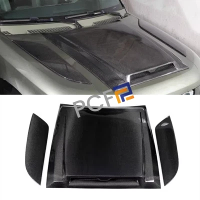 Cubierta de fibra de carbono real para capó delantero del motor Land Rover Defender 90 110 2020-25 Foto 1 de 4
