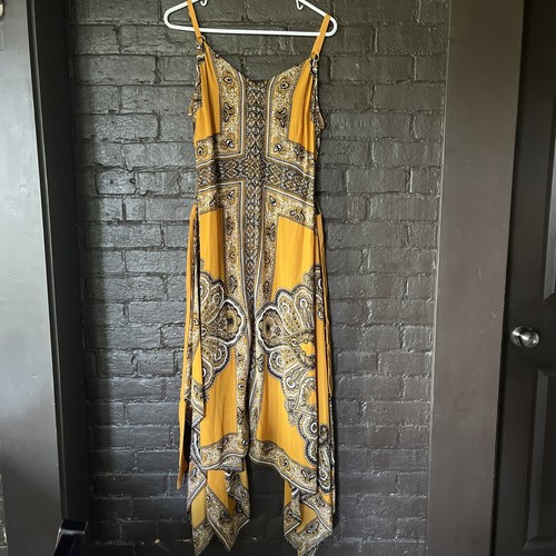 Abito senza maniche Michael Kors Donna SENAPE multicolore alto basso nuovo senza etichette TAGLIA XL