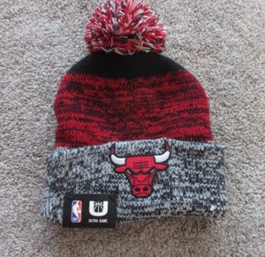 NBA Chicago Bulls Ultra Game Pom Beanie Cap Red/Black/White Knit Hat, NEW - Picture 1 of 4