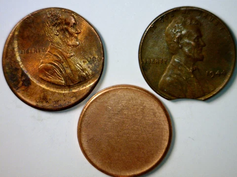 2000 OFF CENTER ERROR 1944 Clip +Blank Lincoln Cent Coins  3 Coin LOT  FREE SHIP Cover