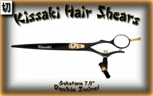 Kissaki 7.0" Gokatana DOUBLE SWIVEL Black W Hair Cutting Scissors Salon Shears - Picture 1 of 3