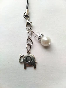 Elephant Beaded Phone Charm Dangle Lanyard Hang Pendant Chain Car Decor Handmade - Zdjęcie 1 z 9