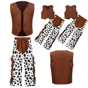 Kids Cowgirl Cowboy Jacket And Pants Workout Boy's Waistcoat With Pants Cosplay - Picture 1 of 29