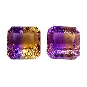 16,63 ct lila gelb natürlicher Ametrin Achteckschliff Paar lose Edelsteine - Bild 1 von 3