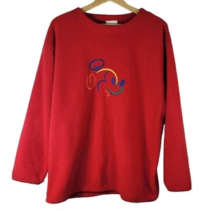 Top de pijama polar Disney rojo grande manga larga bordado Mickey Mouse vintage - Imagen 1 de 7