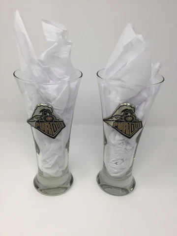 Purdue University Boilermakers Glassware Lot of 2 ~ Beer Pilsner Glasses Cover